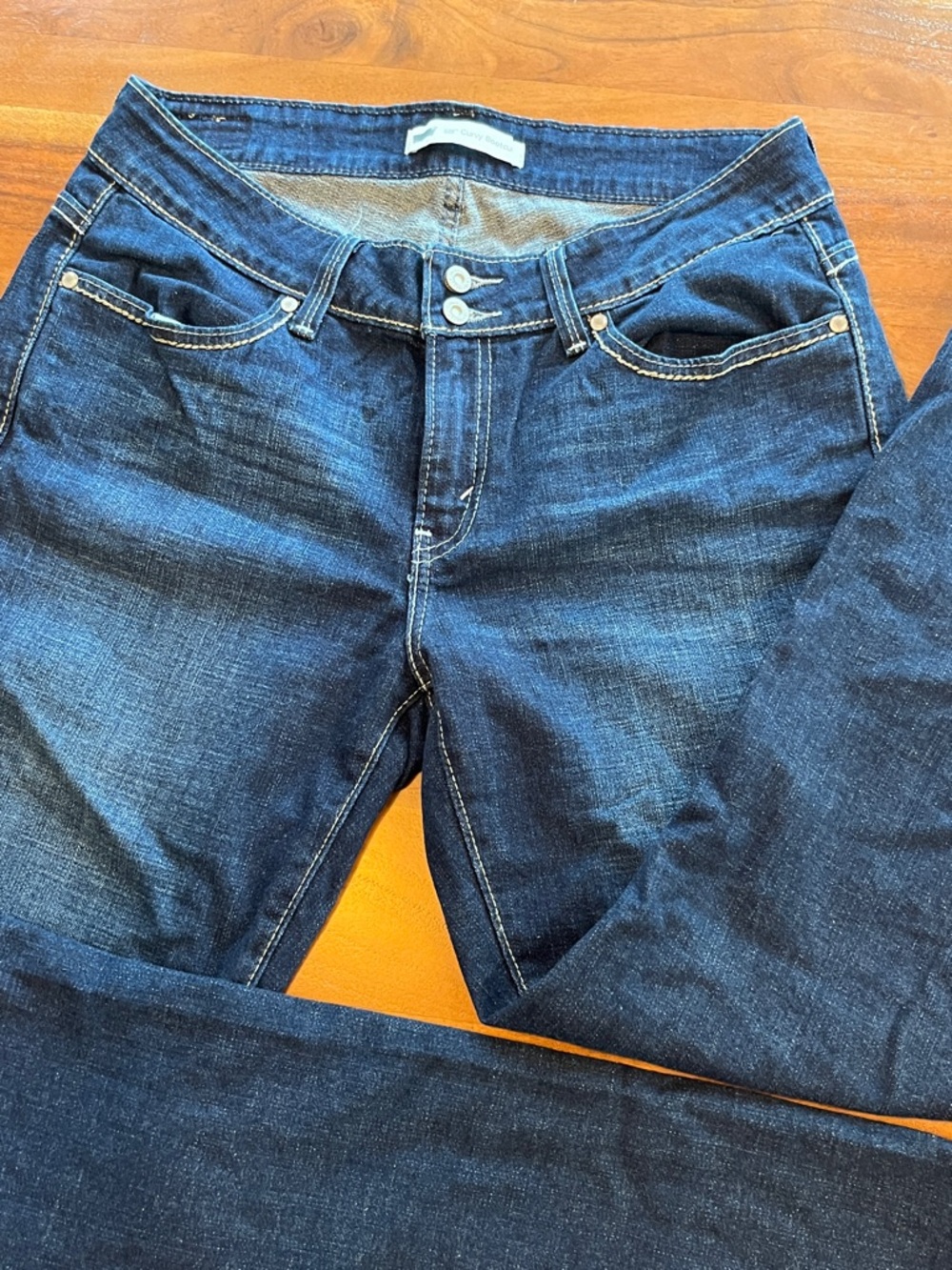 Levi’s 529 Curvy Bootcut Women's Dark Blue Jeans Contrast Stitching Sz 12 31x32 - Picture 2 of 11